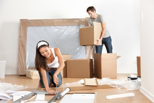 House removalists working in an Islington residential street